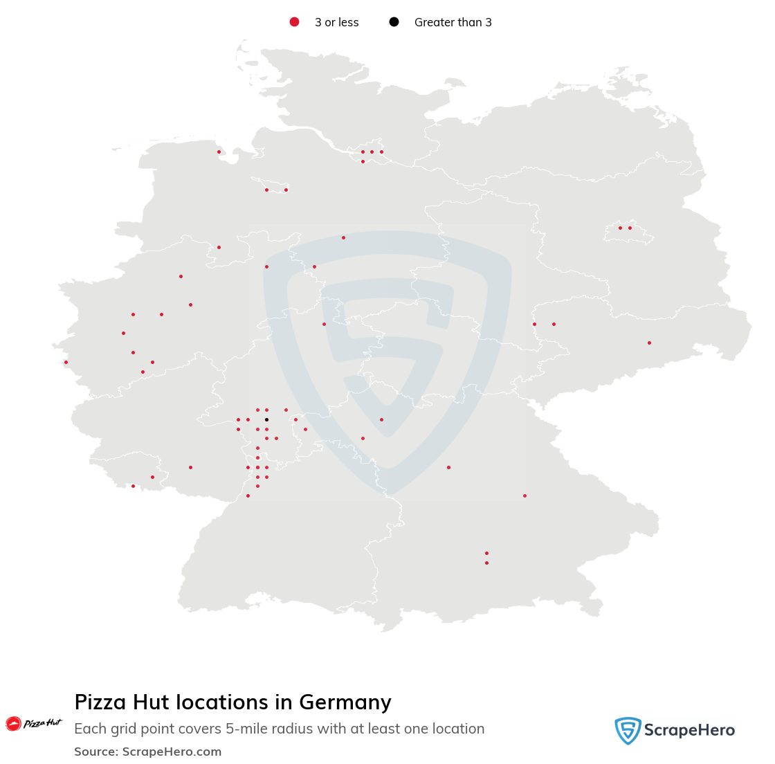 Map of Pizza Hut restaurants in Germany