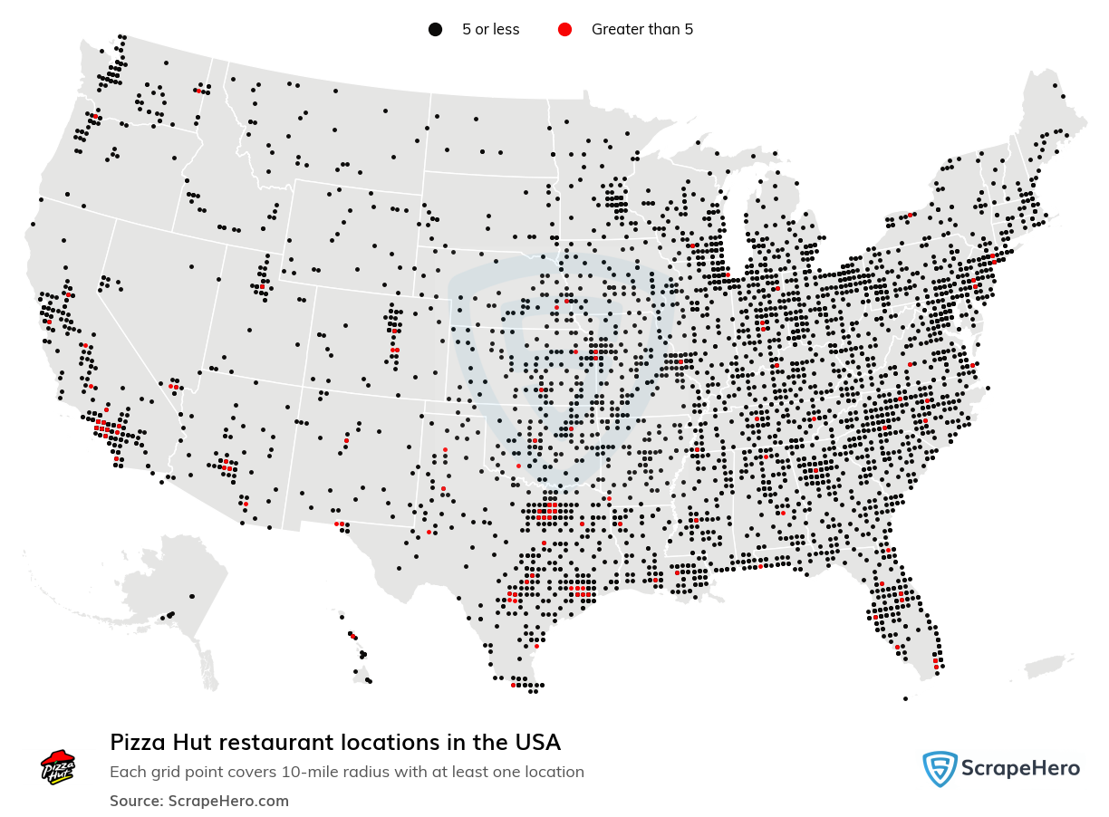 Map of  locations in the United States in 2024