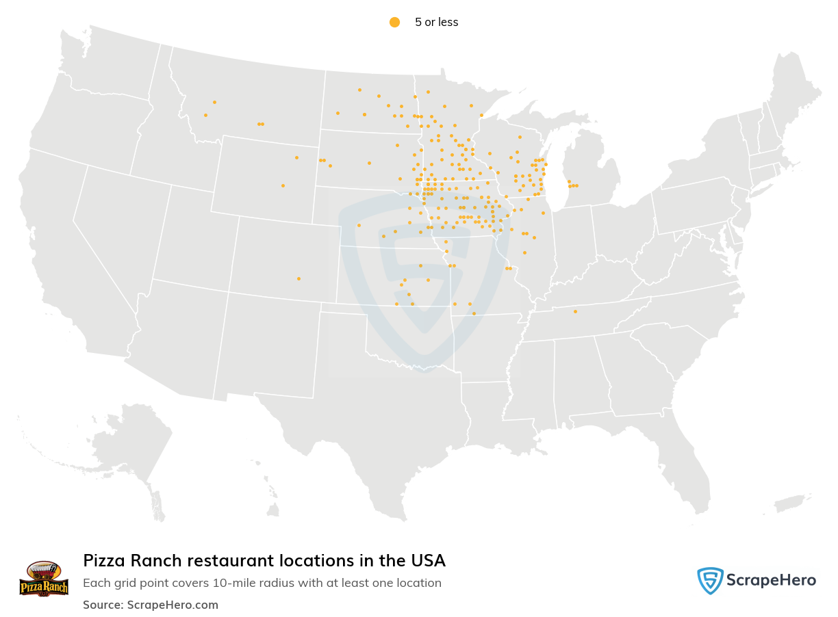 Map of  locations in the United States in 2025