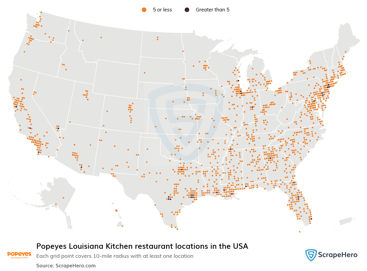 Map of  locations in the United States in 2024