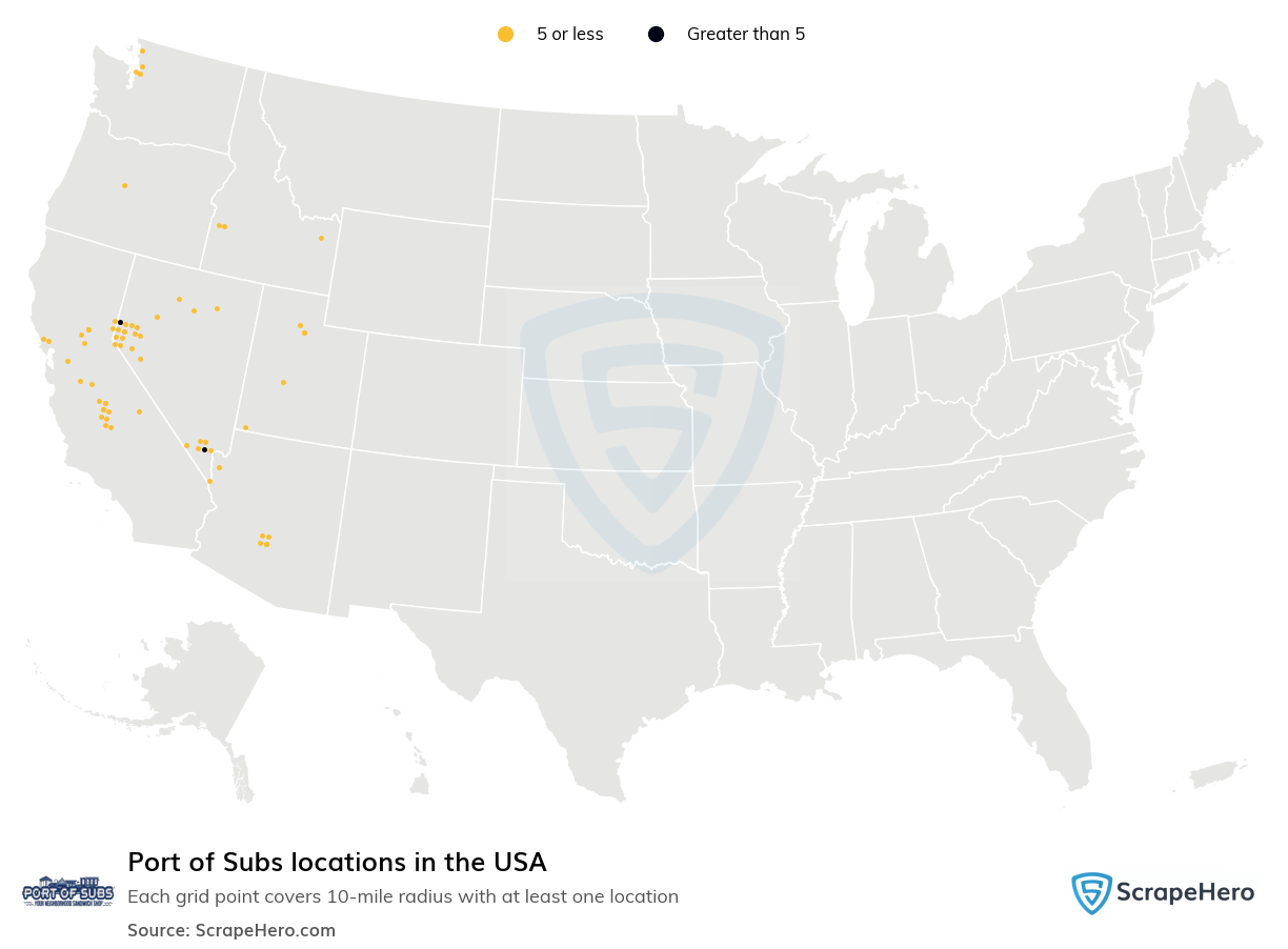 Map of  locations in the United States in 2025