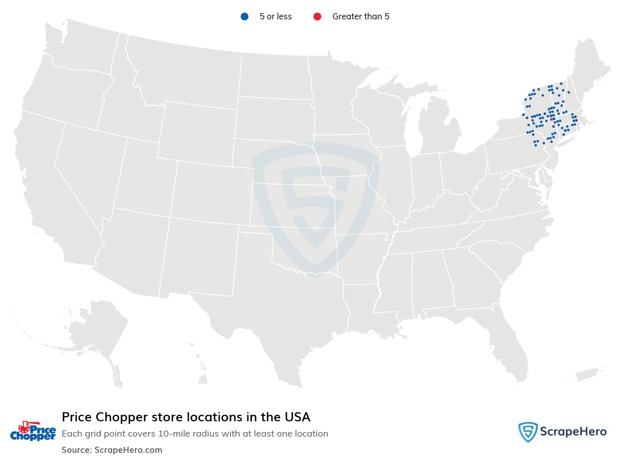 Map of  locations in the United States in 2024