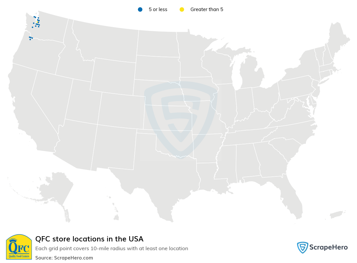 Map of QFC stores in the United States