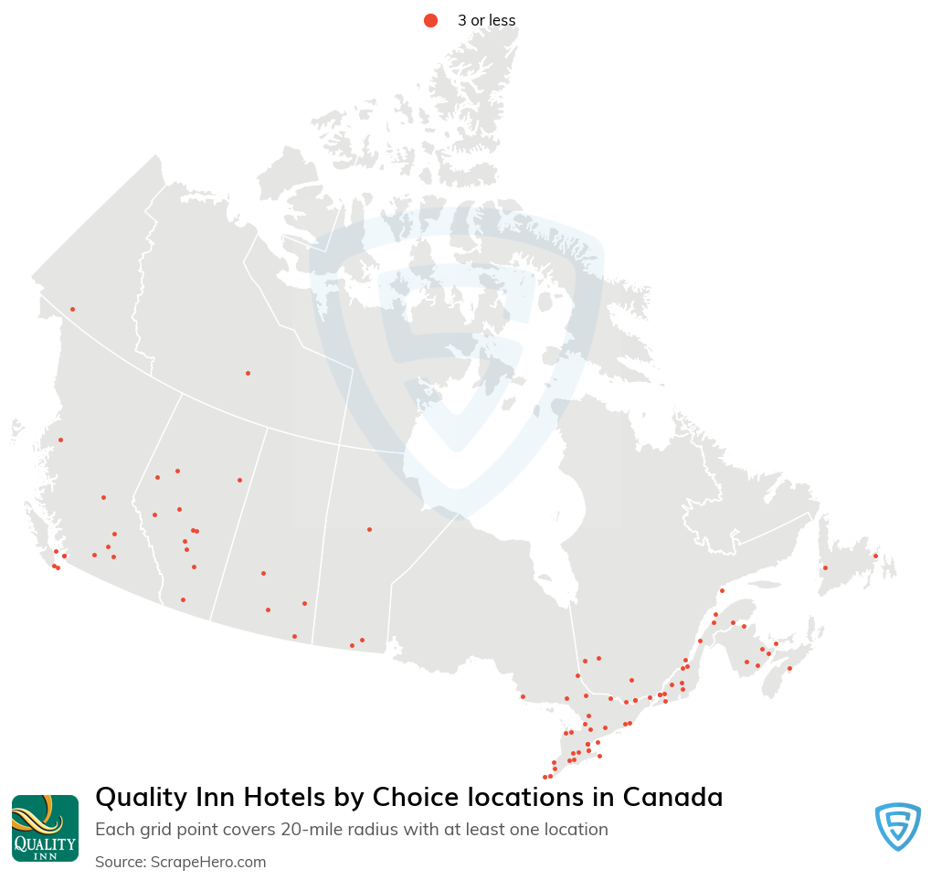 Map of  locations in Canada in 2022