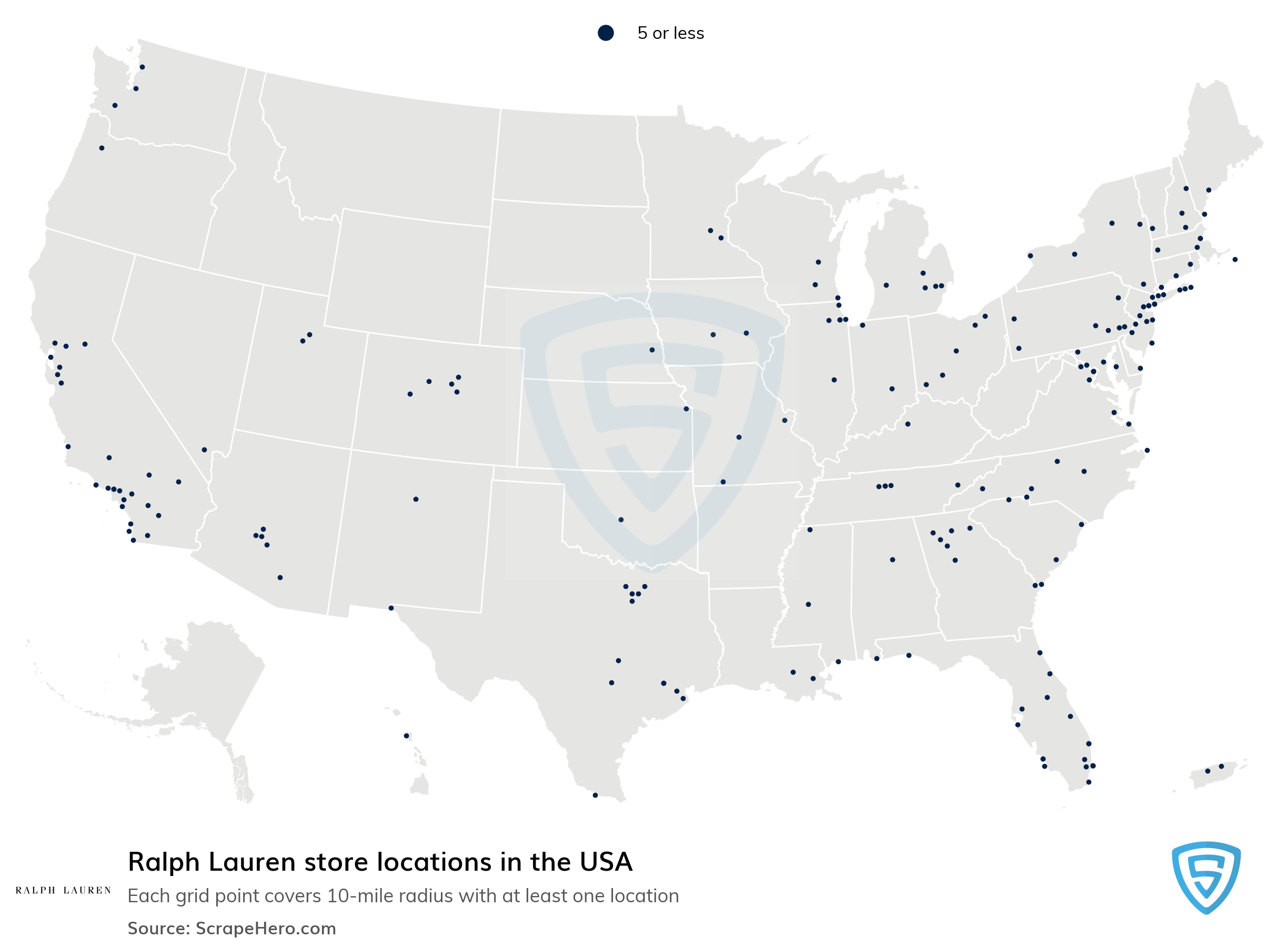 Number of Ralph Lauren locations in the USA in 2023 | ScrapeHero