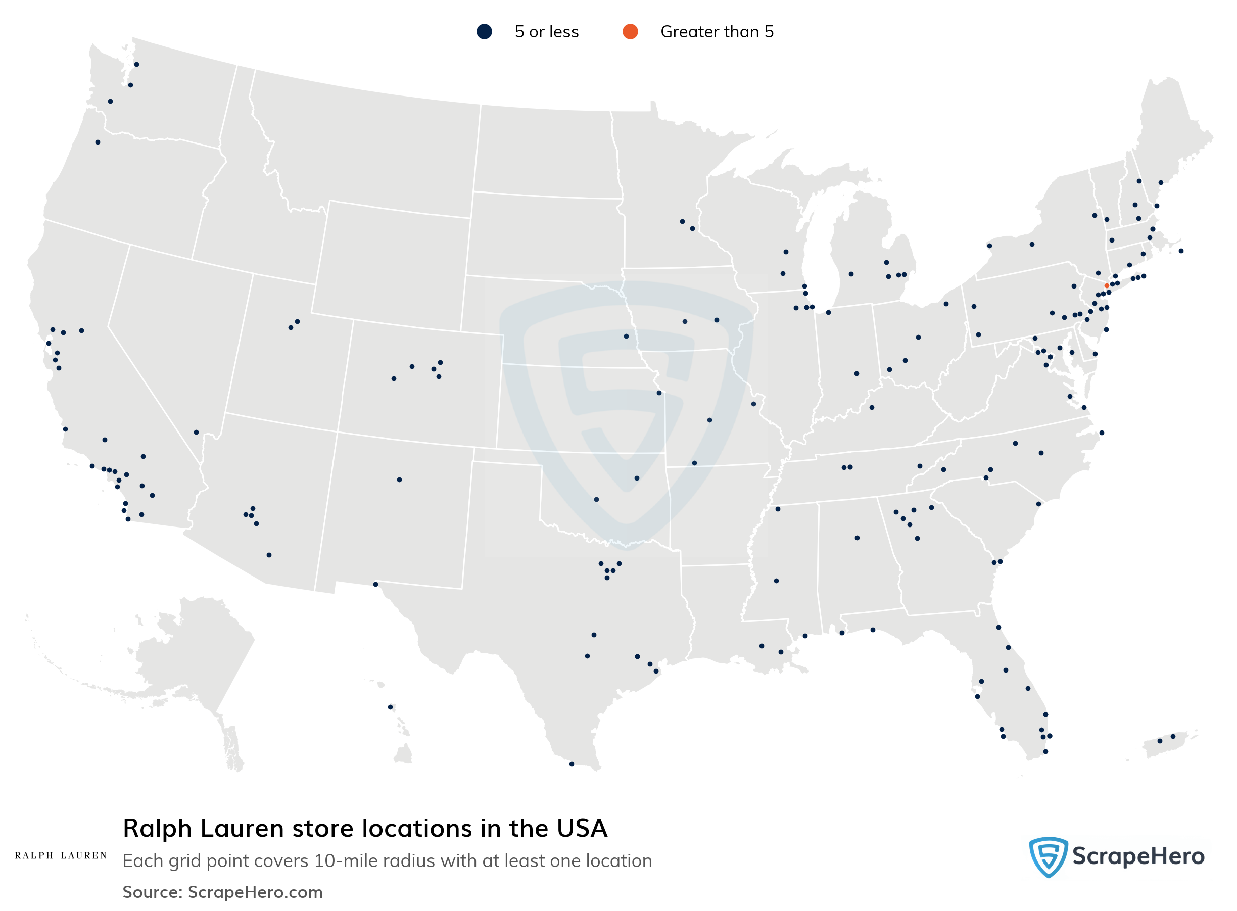 Number of Ralph Lauren locations in the USA in 2023