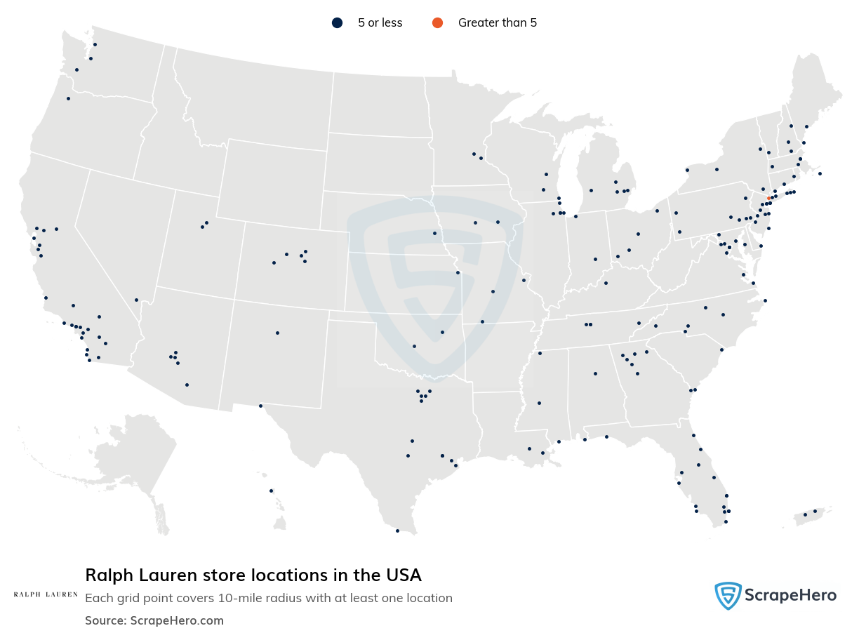 Map of Ralph Lauren stores in the United States