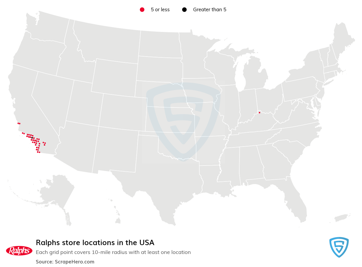 Map of Ralphs retail stores in the United States