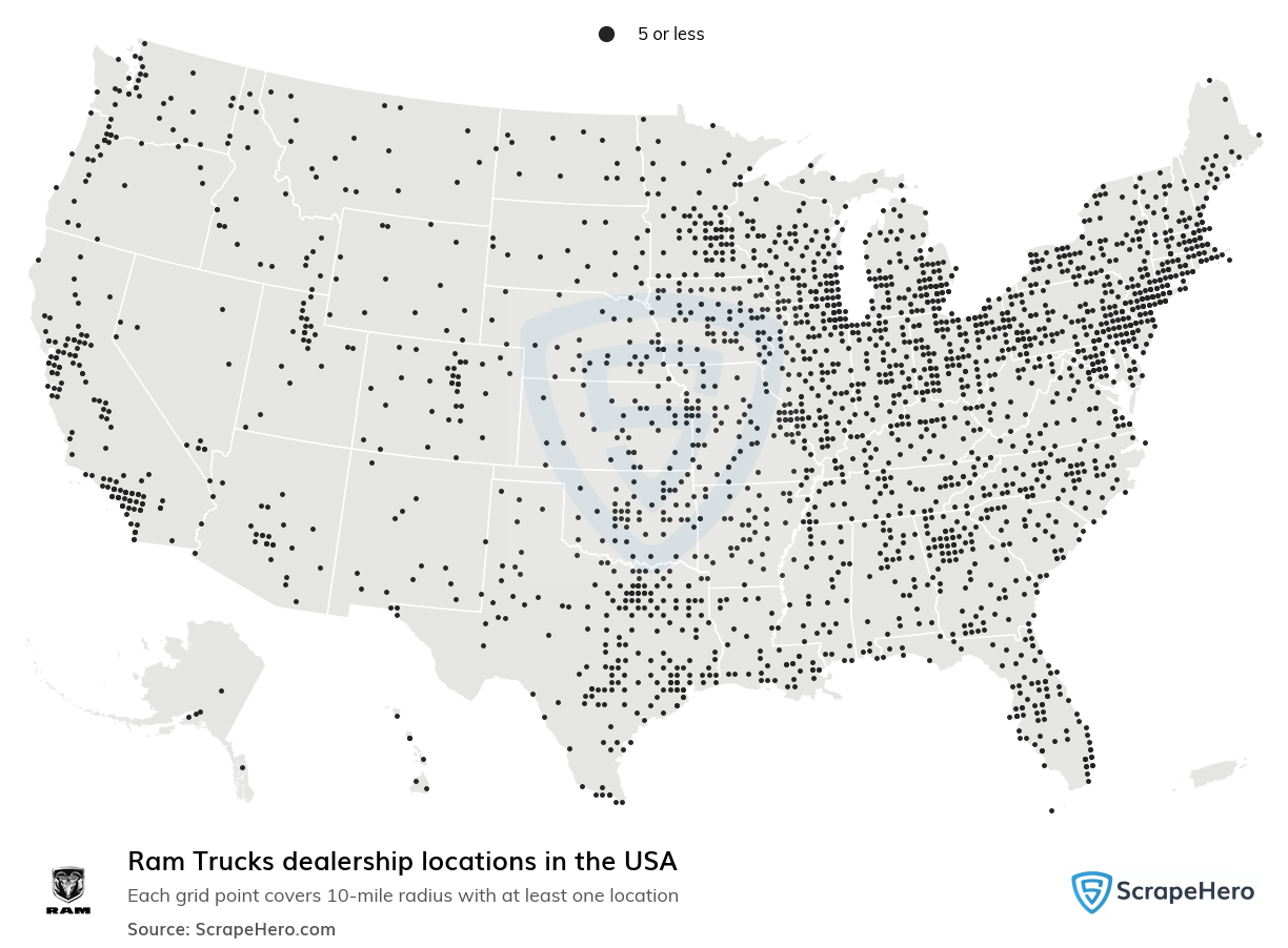 Map of  locations in the United States in 2025
