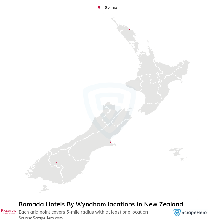 Map of Ramada locations in New Zealand