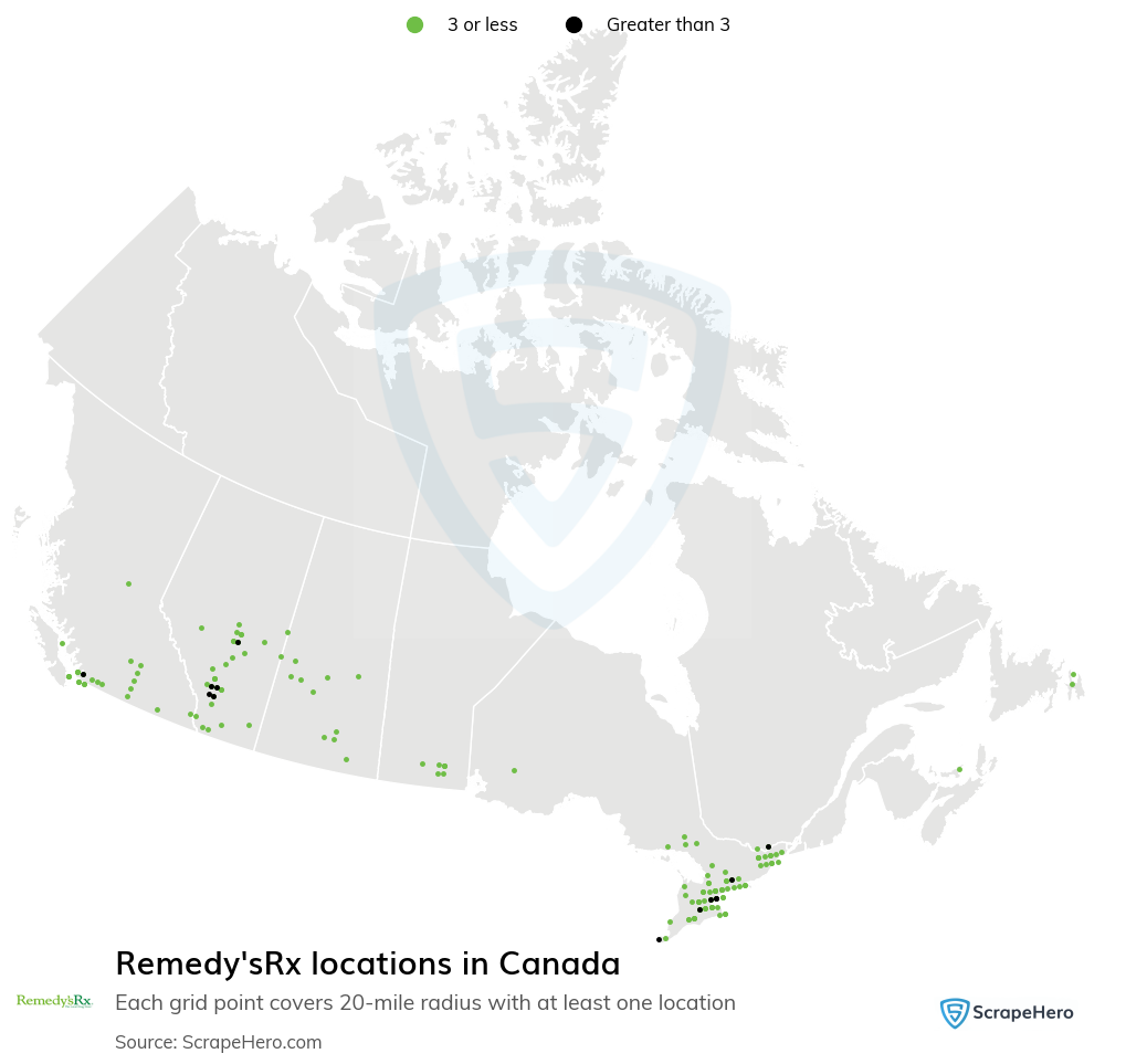 Map of  locations in Canada in 2025