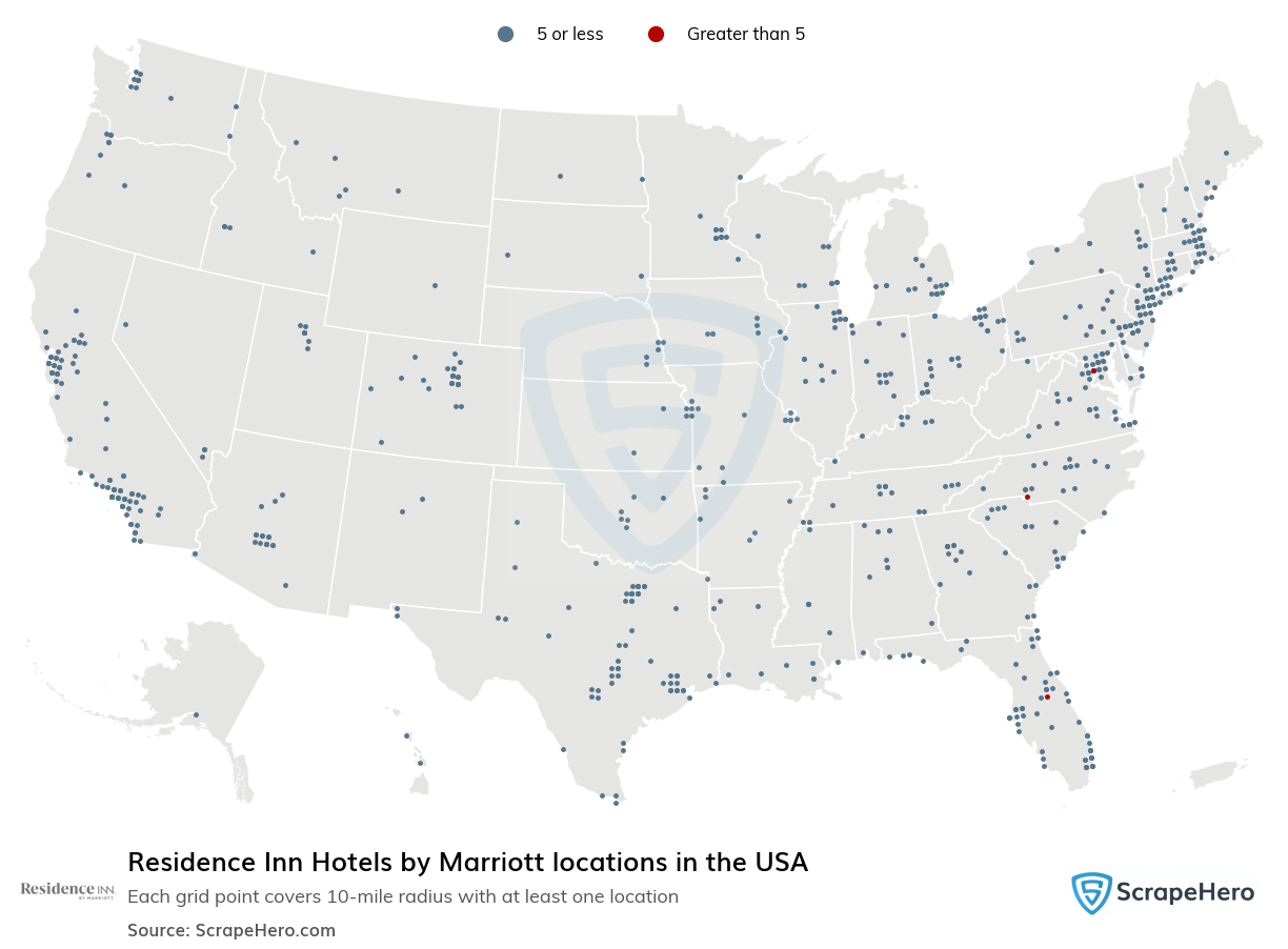 Map of  locations in the United States in 2025