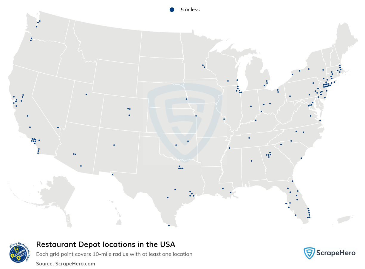 Map of Restaurant Depot locations in the United States