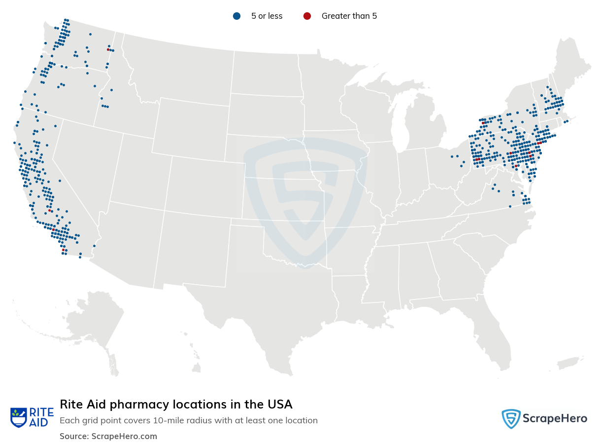 Map of  locations in the United States in 2024