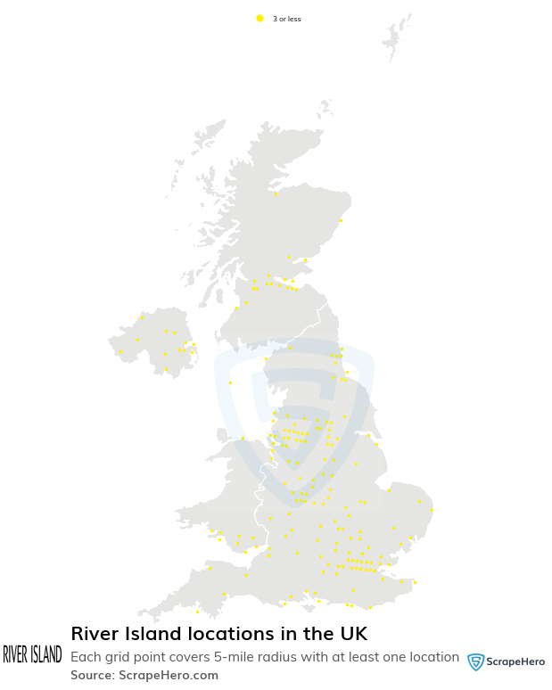 Map of River Island stores in the United Kingdom