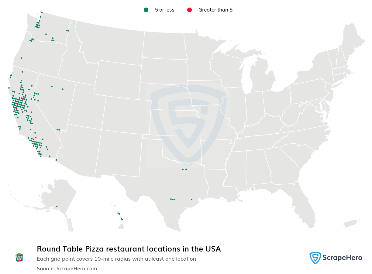 Map of  locations in the United States in 2024