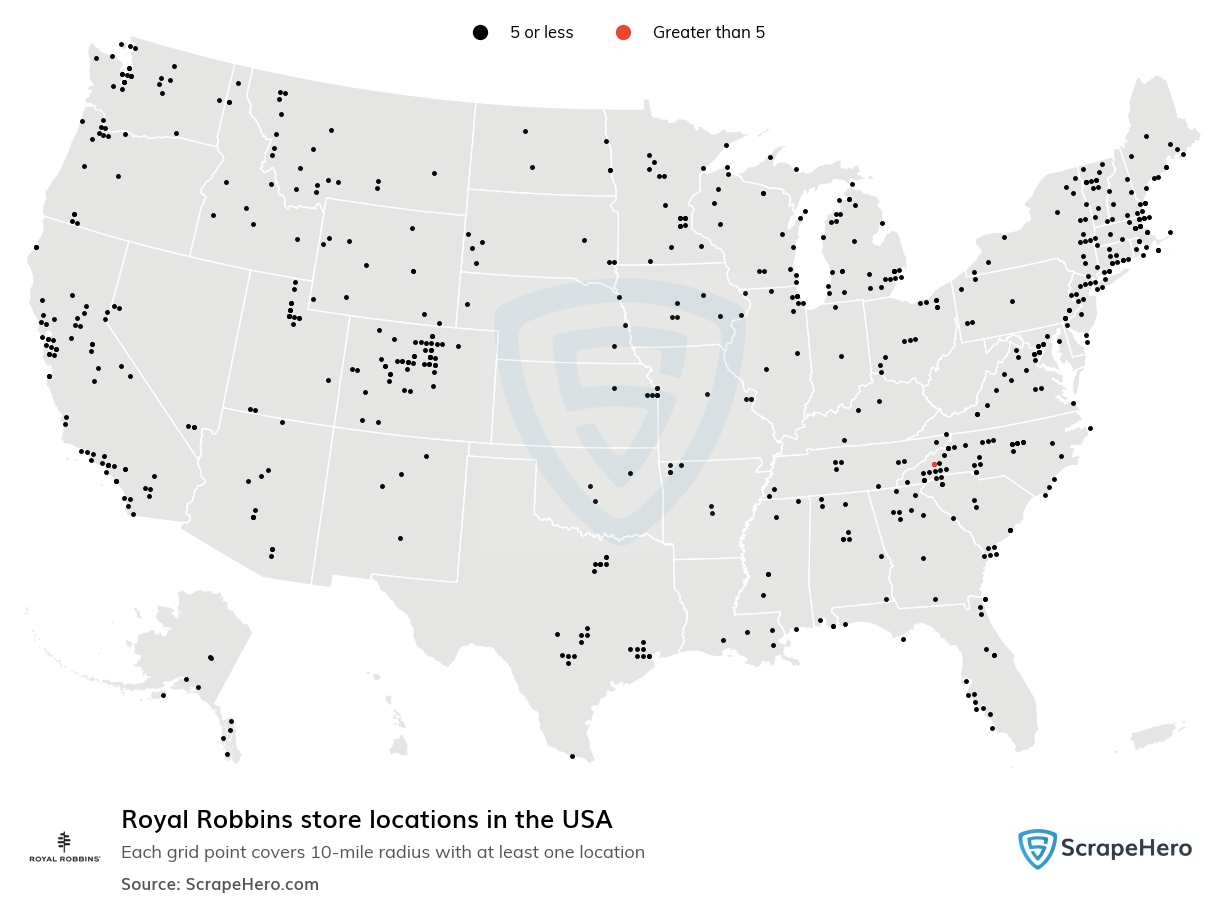 Map of  locations in the United States in 2025