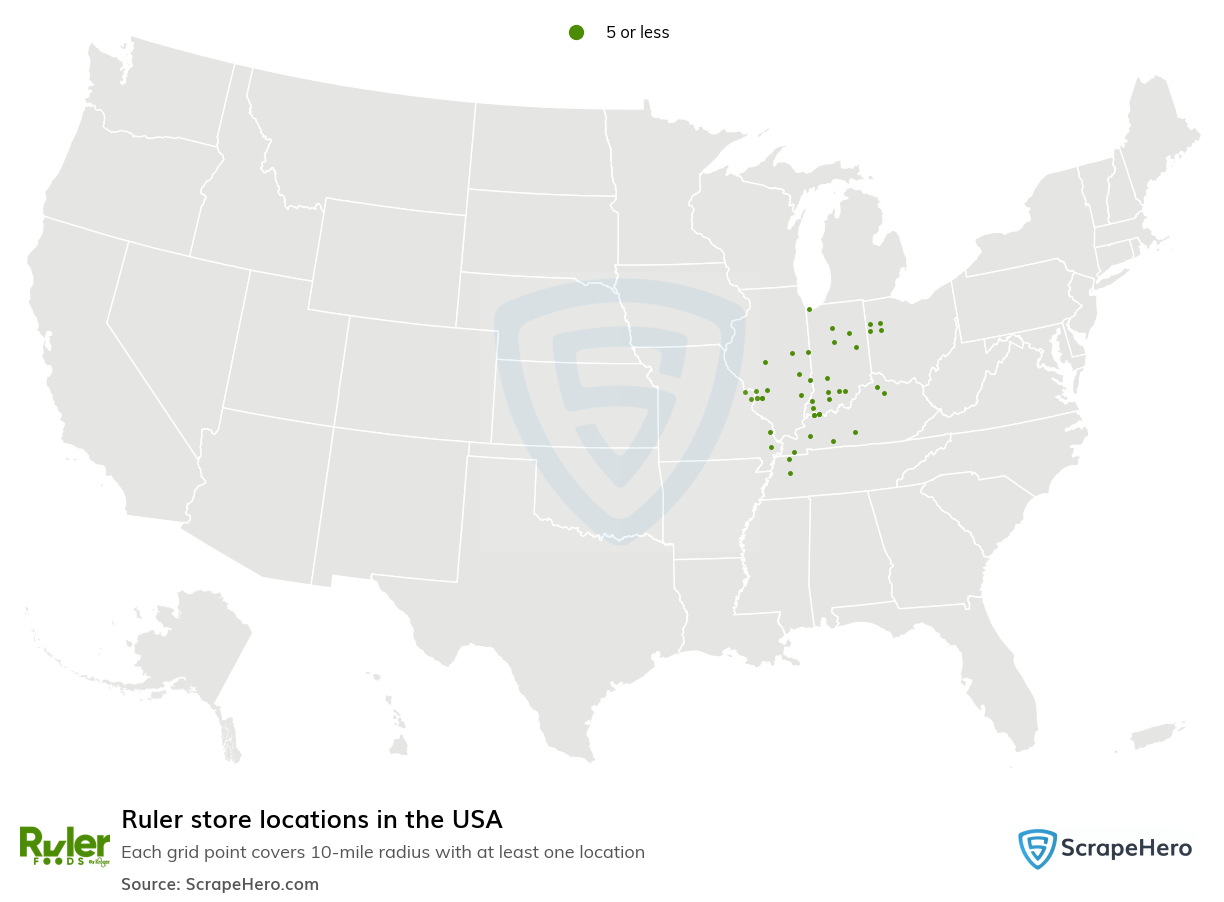 Map of Ruler stores in the United States