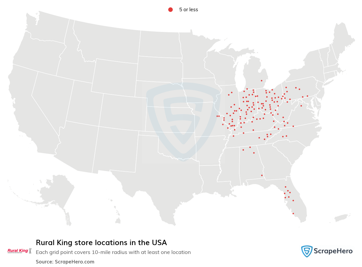 Map of  locations in the United States in 2025