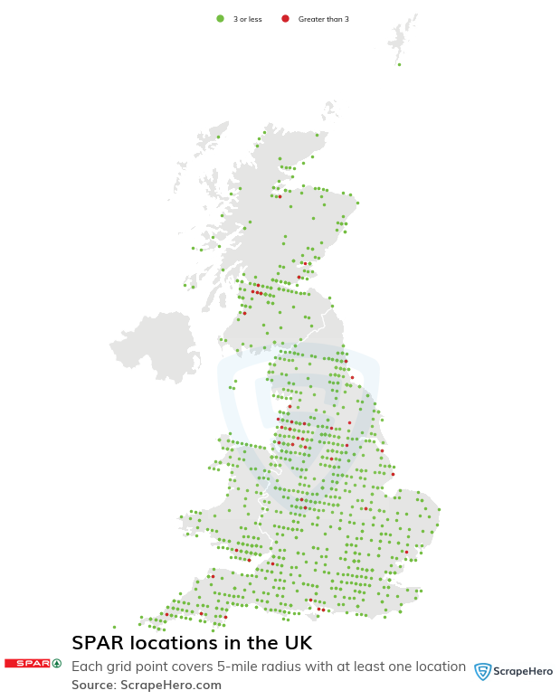 Map of SPAR stores in the United Kingdom