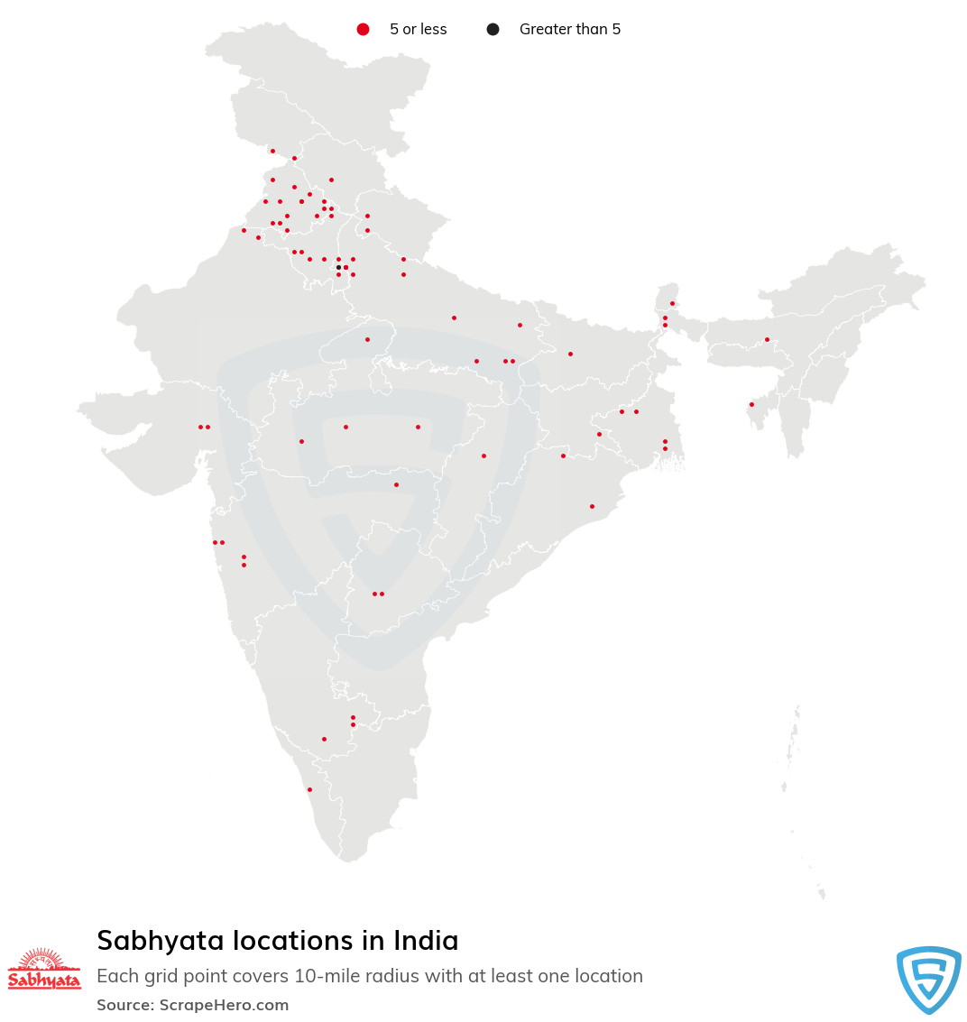 Map of Sabhyata stores in India