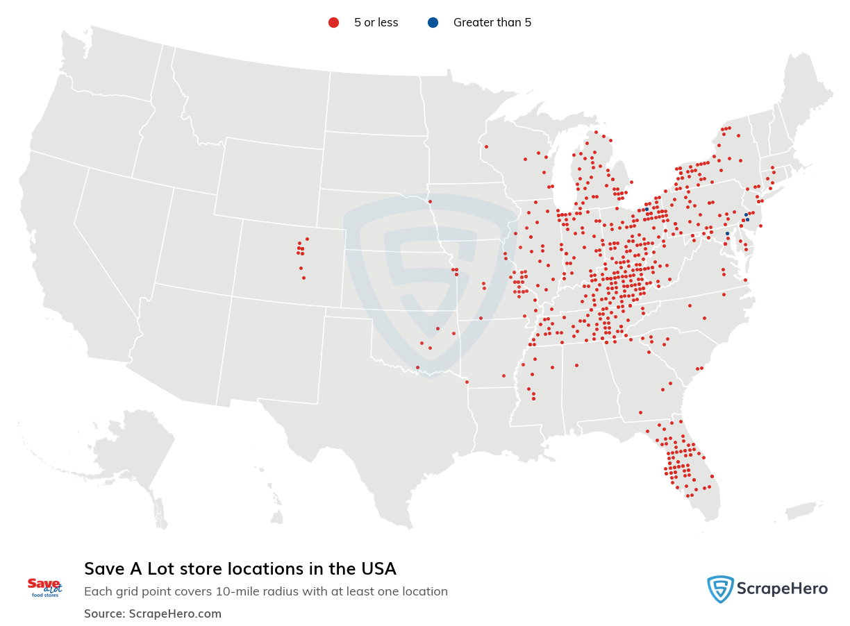 Map of Save A Lot stores in the United States