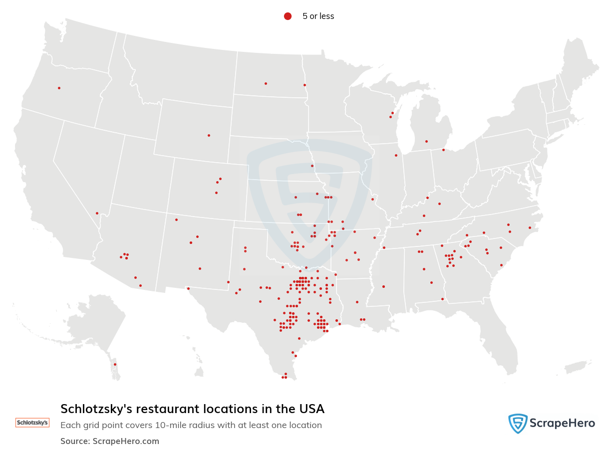 Map of  locations in the United States in 2024