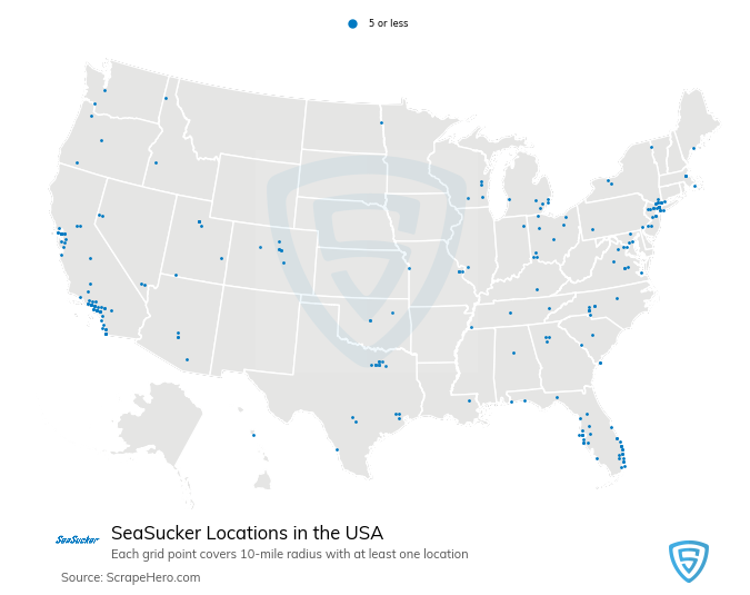 Map of SeaSucker dealerships in the United States