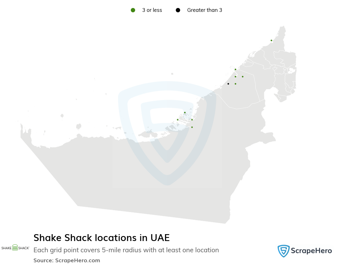 Map of Shake Shack locations in United Arab Emirates