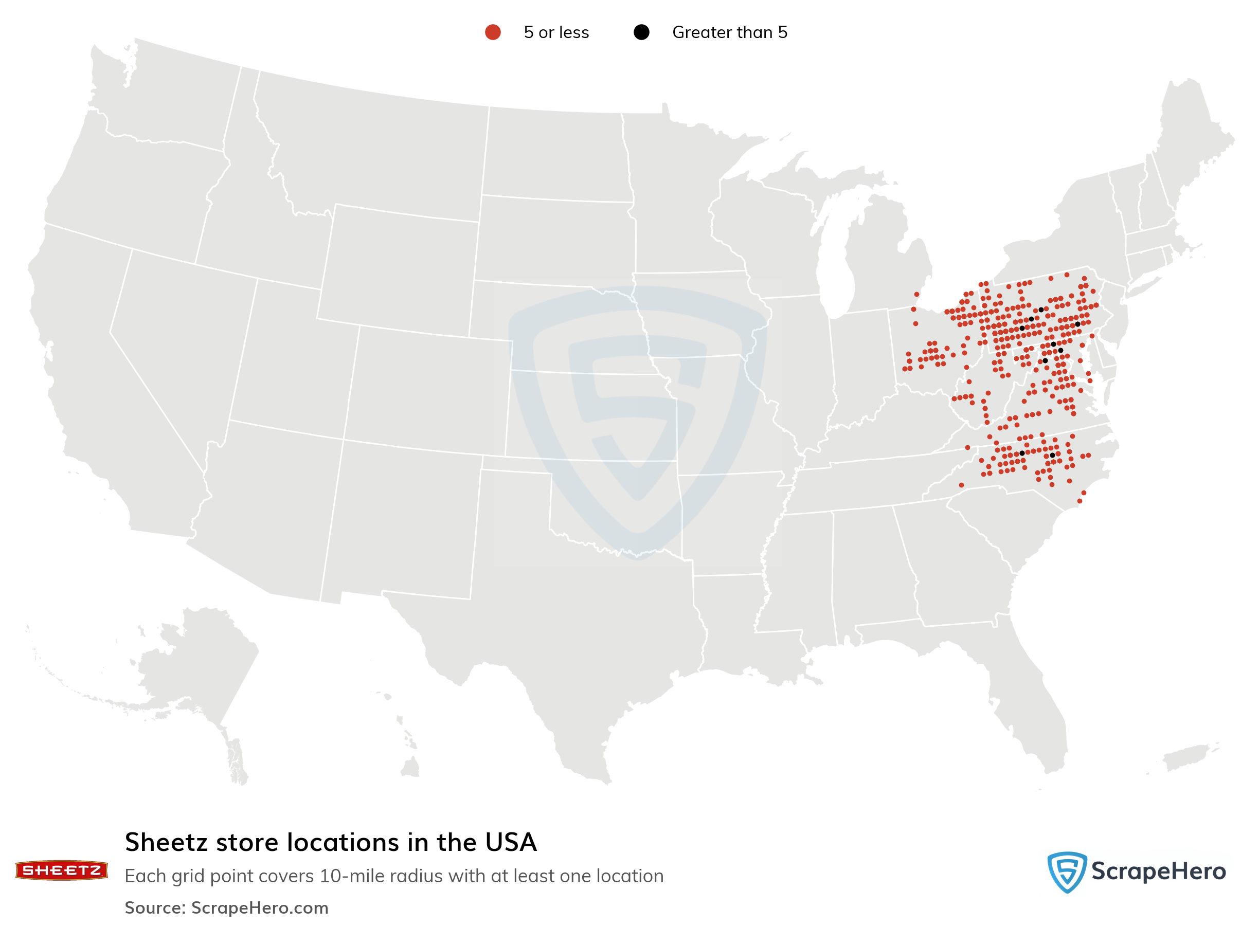 Number of Sheetz locations in the United States in 2022 | ScrapeHero