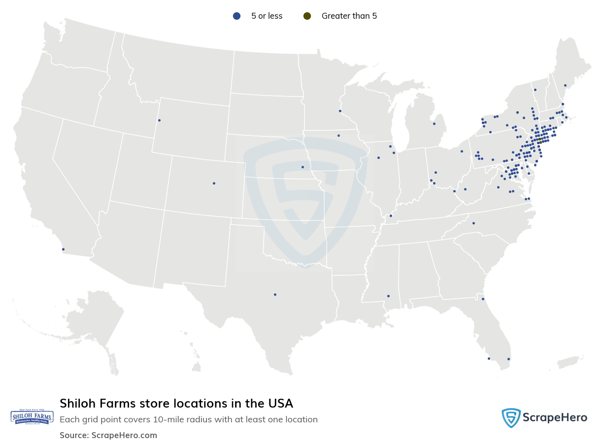 Map of Shiloh Farms stores in the United States