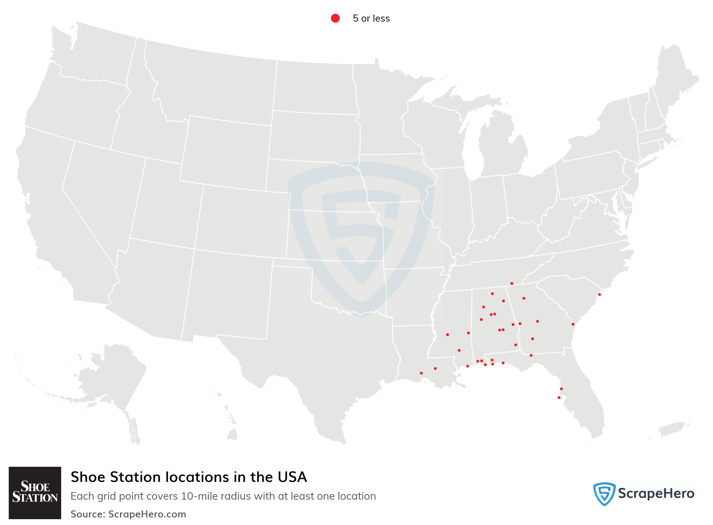 Number of Shoe Station locations in the USA in 2024 ScrapeHero