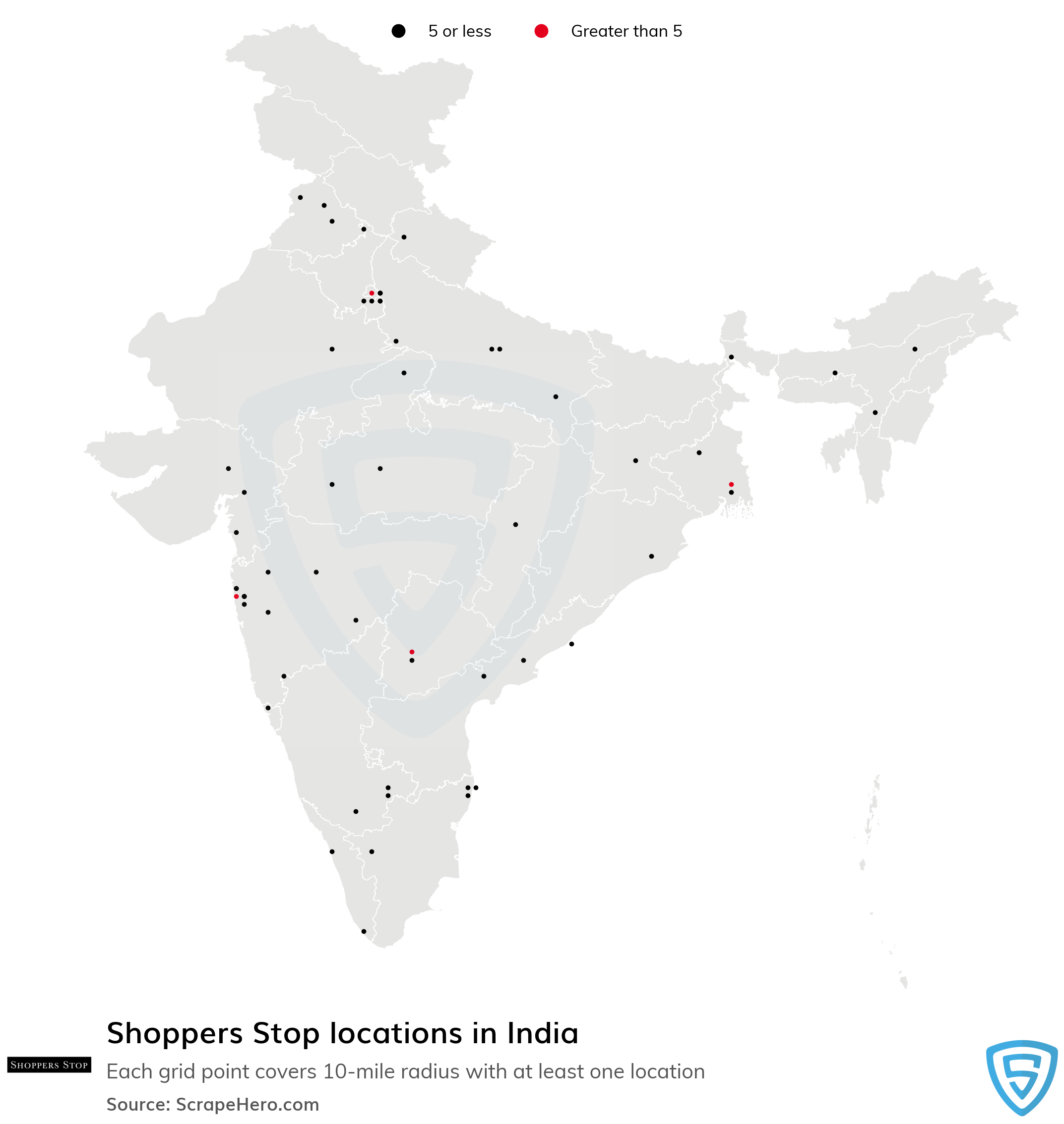 Number of Shoppers Stop locations in India in 2024