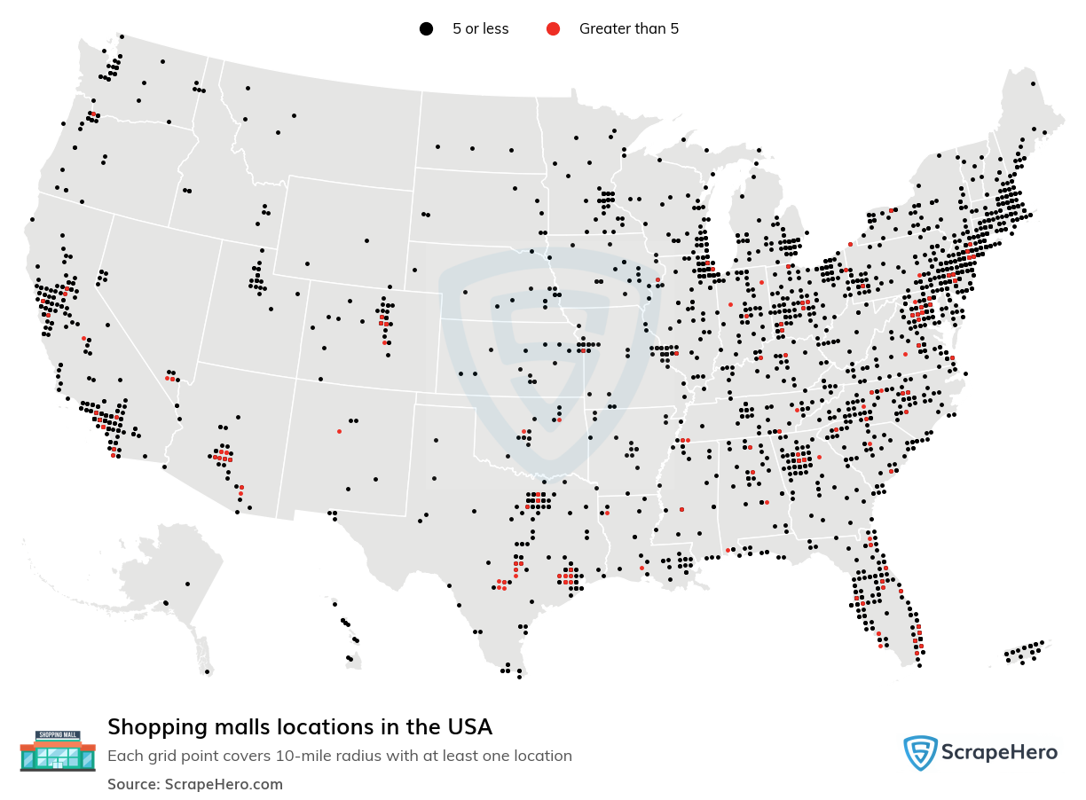 Shopping malls locations