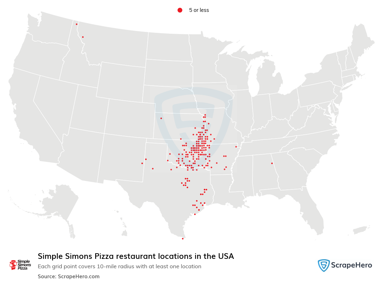 Map of  locations in the United States in 2025