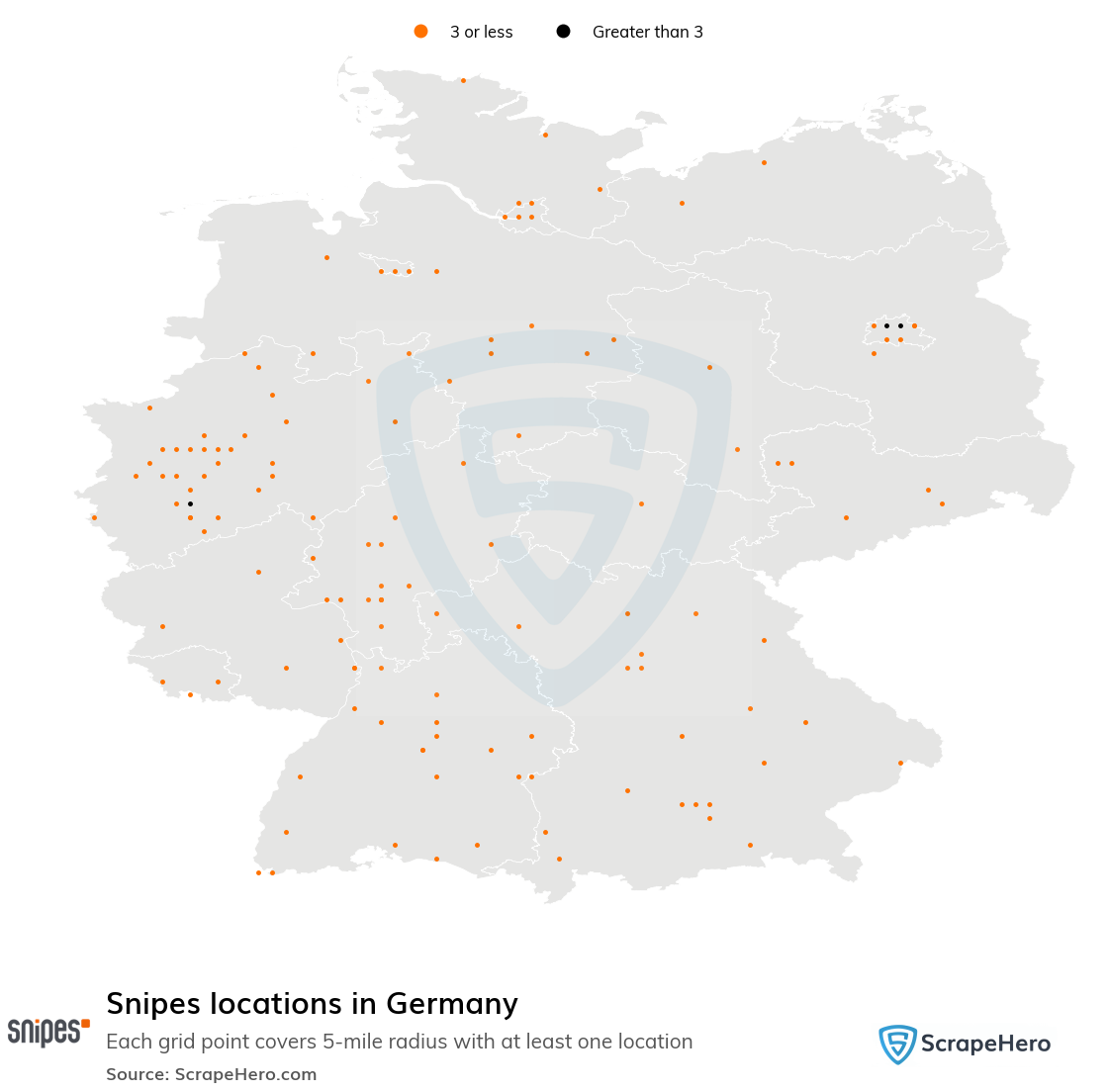 Map of Snipes locations in Germany