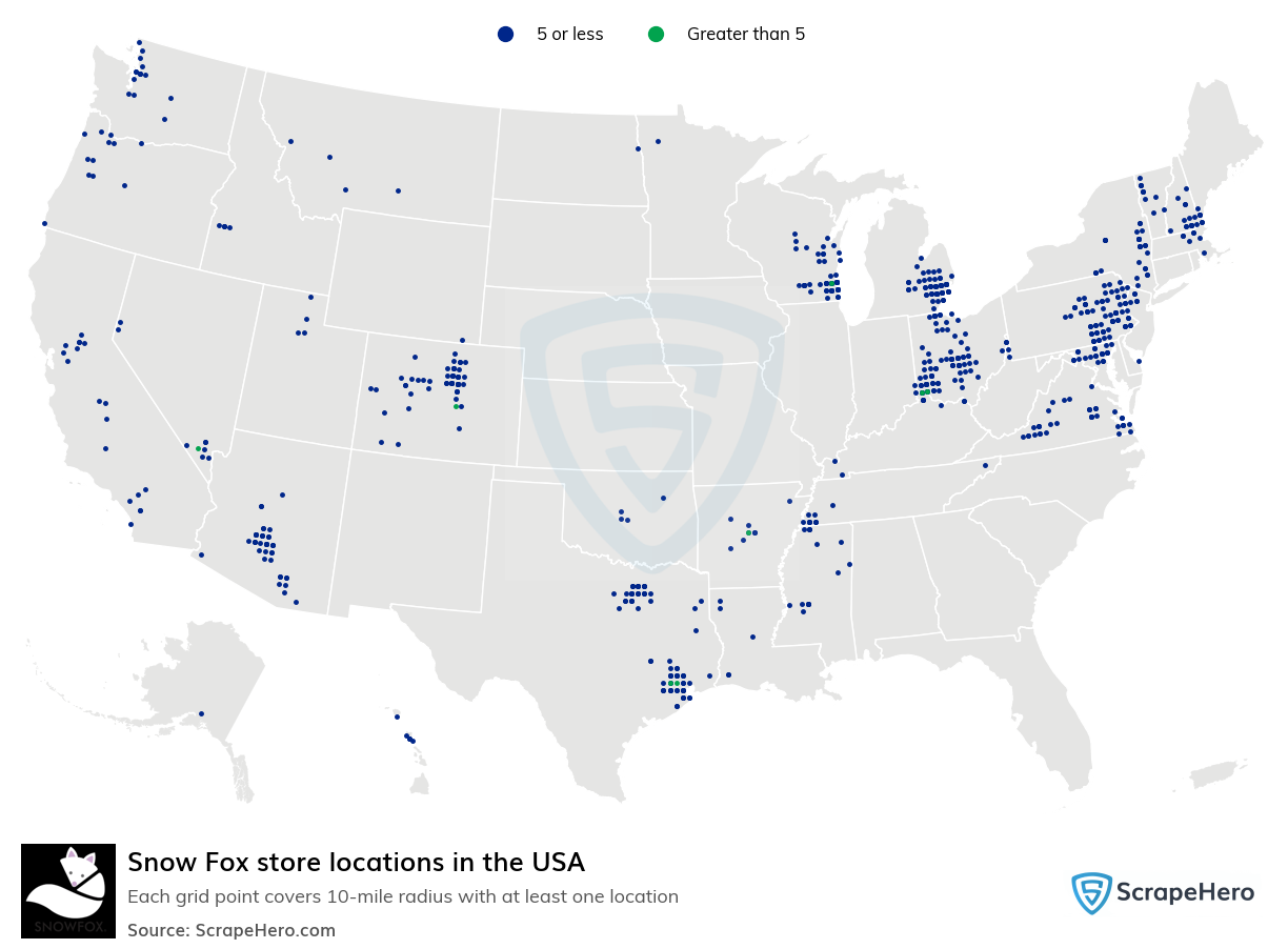 Map of  locations in the United States in 2025