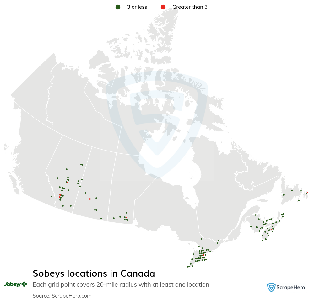 Map of Sobeys stores in Canada