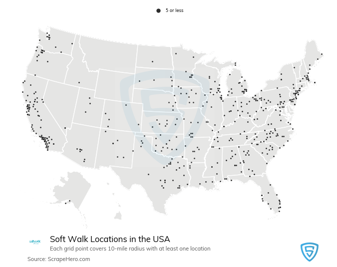 Map of Soft Walk locations in the United States