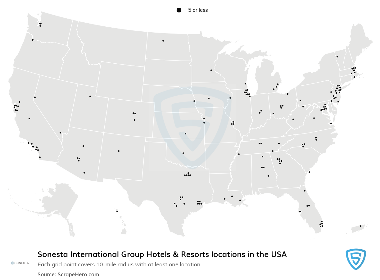 Sonesta International Group Hotels & Resorts locations