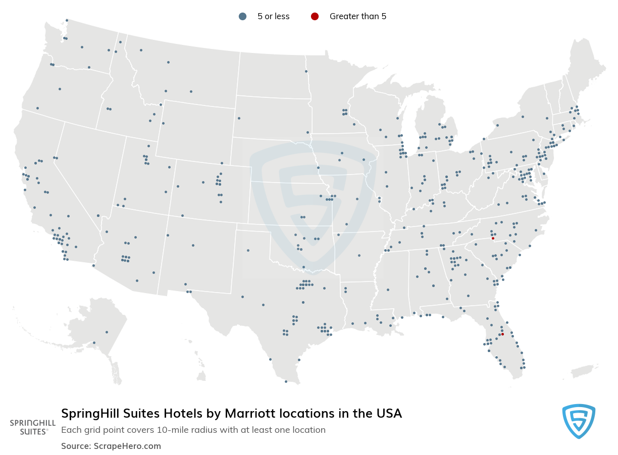 Map of  locations in the United States in 2025