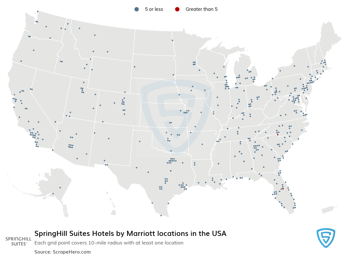 SpringHill Suites Hotels by Marriott locations