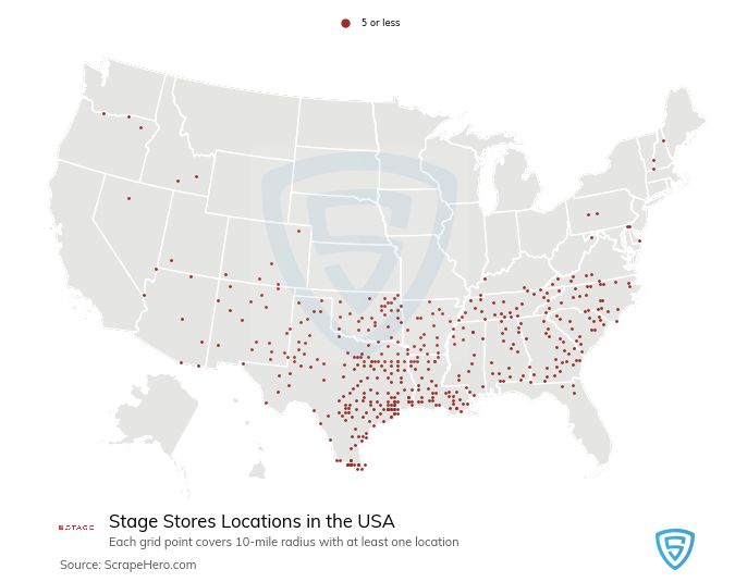 Map of  locations in the United States in 2025