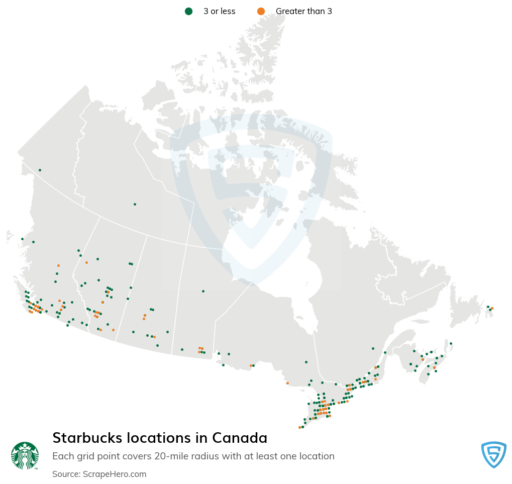 Map of  locations in Canada in 2025