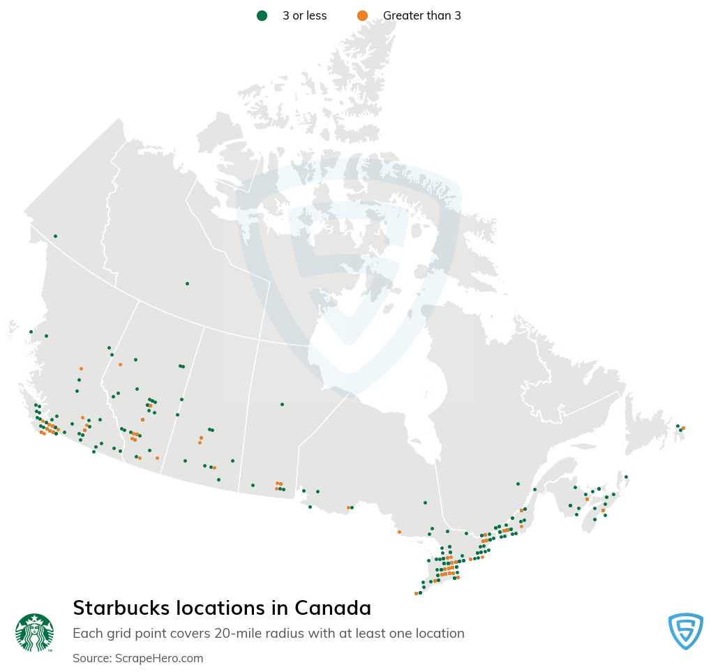 Map of  locations in Canada in 2024