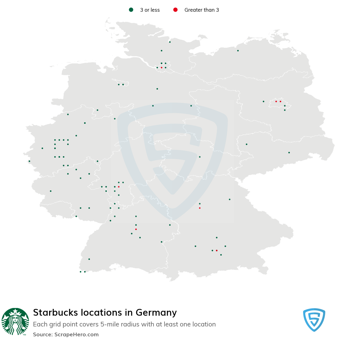 Map of Starbucks stores in Germany