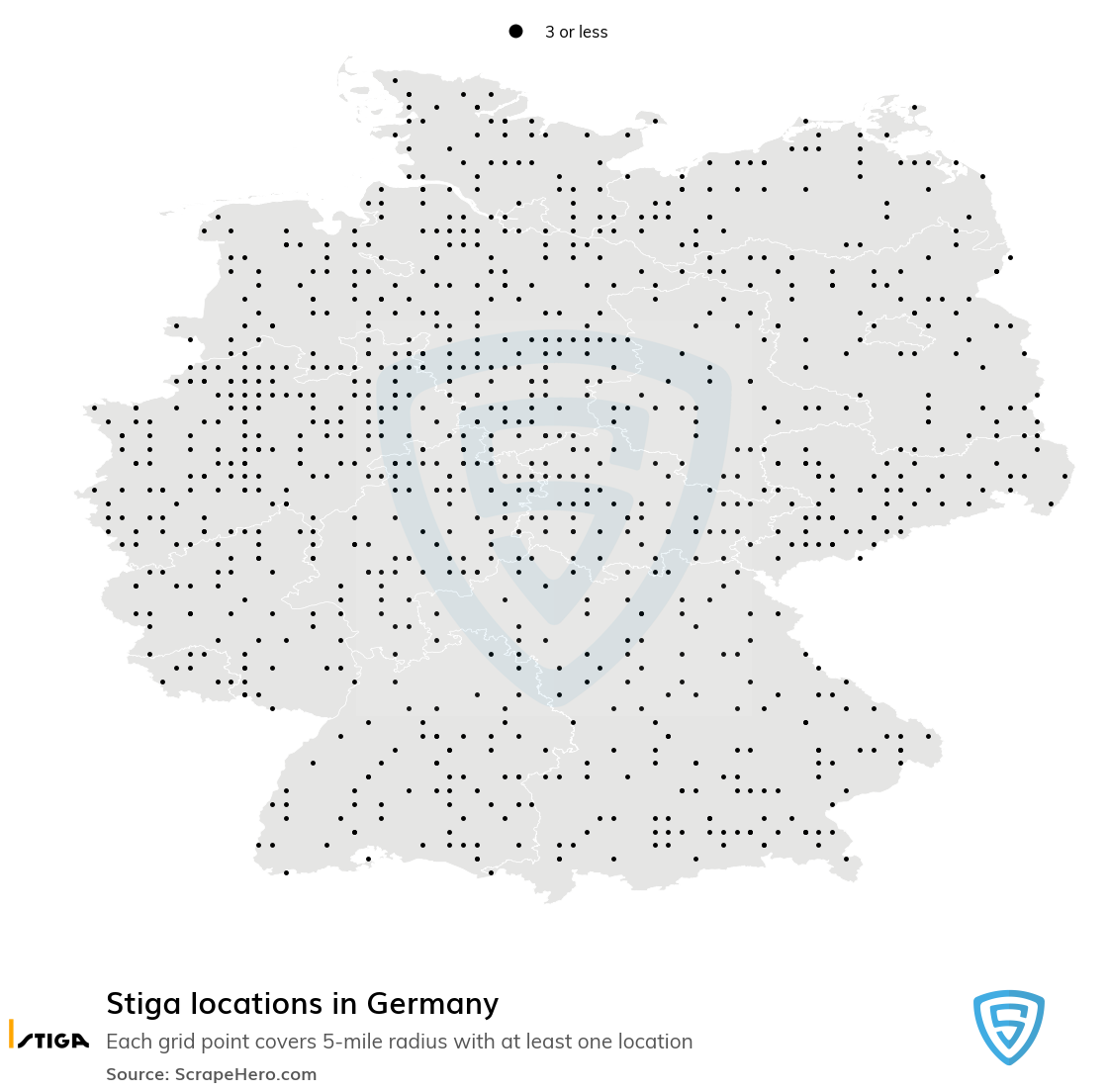 Map of Stiga dealers in Germany