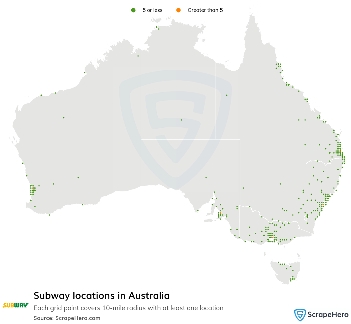 Map of  locations in Australia in 2024