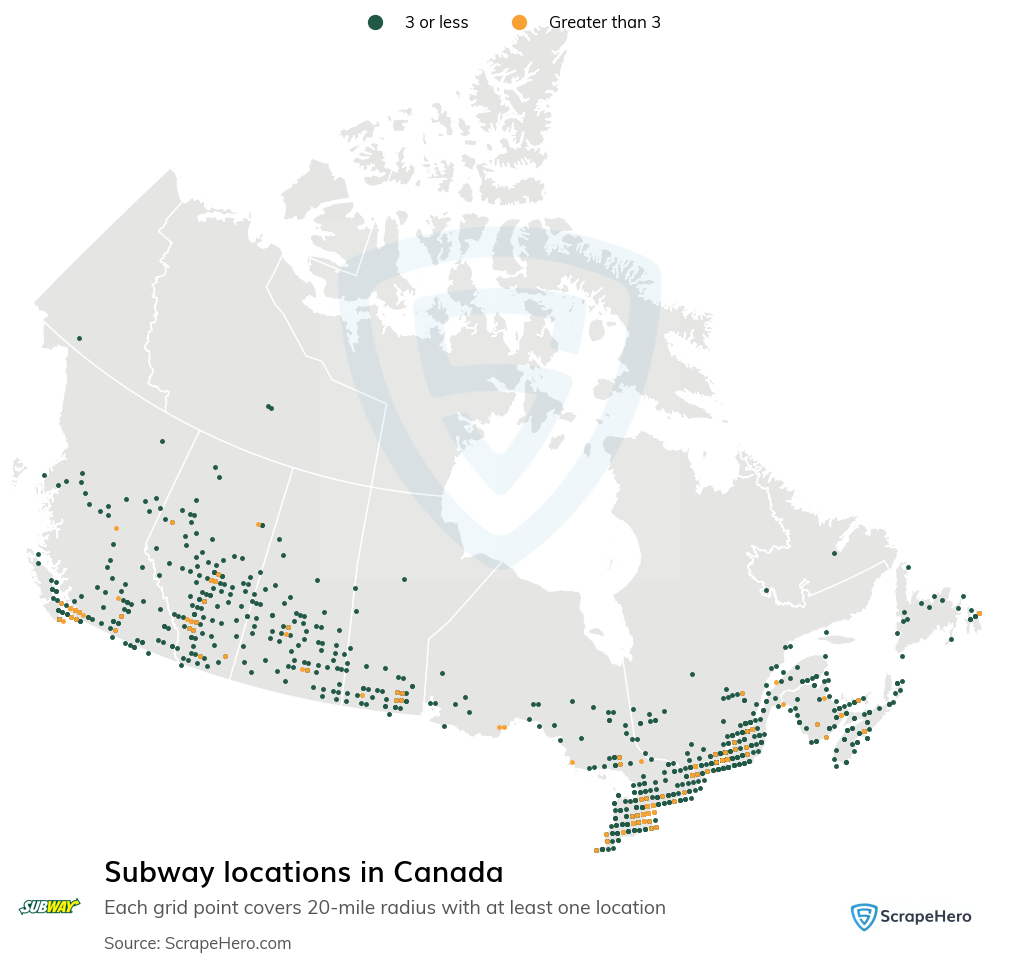 Map of  locations in Canada in 2025