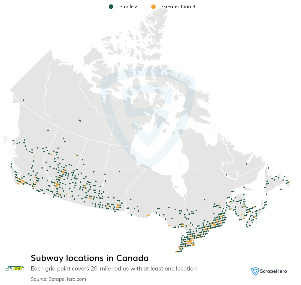 Map of  locations in Canada in 2024